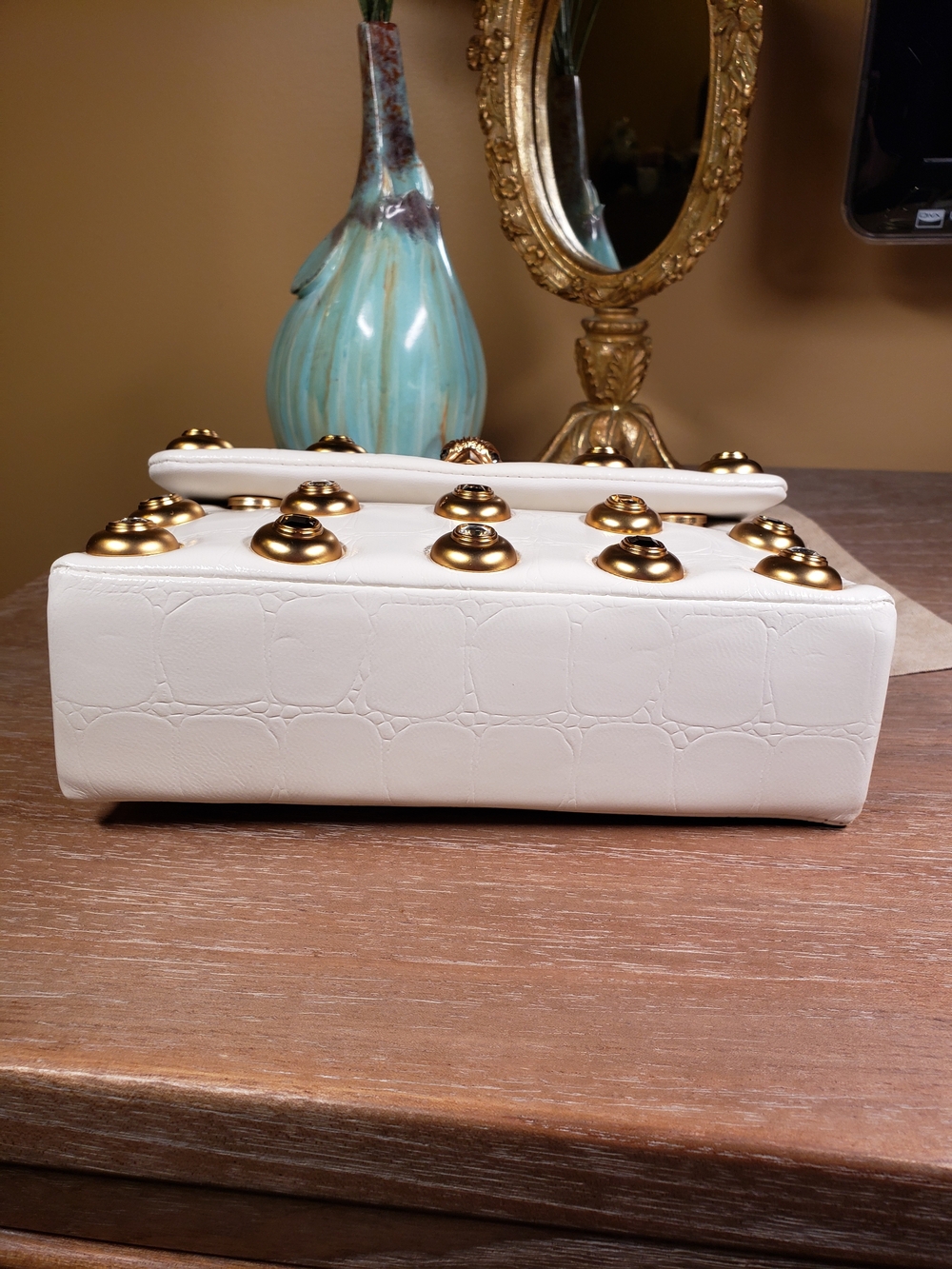 Kurt Geiger Bone Gem Studded Croc Embossed Crossbody w/ Wallet SET! NWT! - Picture 8 of 15